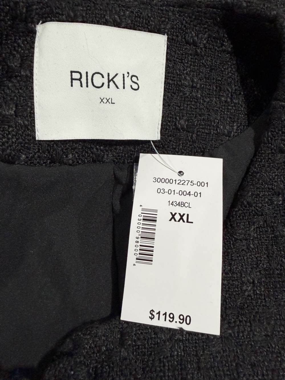 Ricki's Black Bouclé Textured Round-Neck Button Up Front and Pockets Jacket - Picture 6 of 8